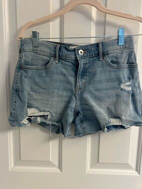 abercrombie kids Light Blue Distressed Denim Shorts